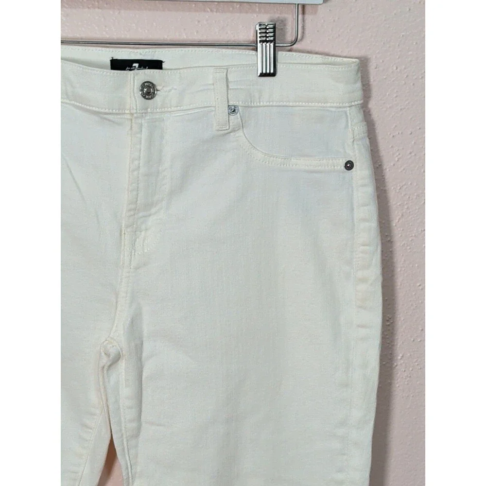 7 For All Mankind Cropped Jeans White Raw Hem Boho Minimalist Size 31 - Picture 3 of 9